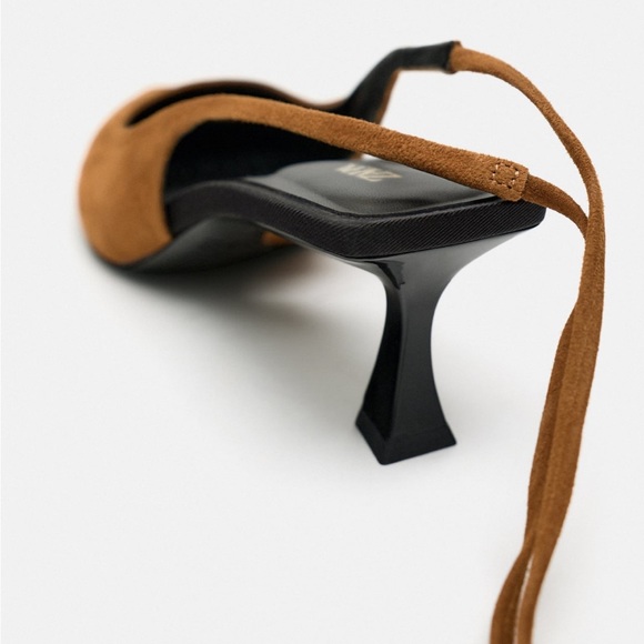 Zara lace up slingback leather heels - Picture 5 of 7